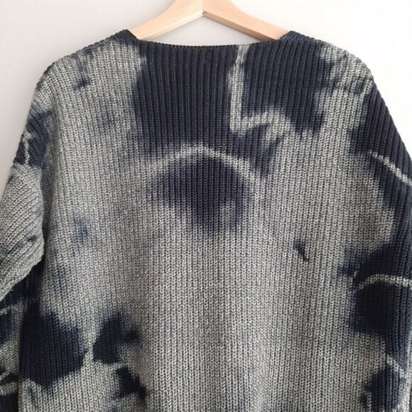 LINE / 100% Cotton Tie-dye Knit Sweater Grey & Navy Sz S - Picture 6 of 9